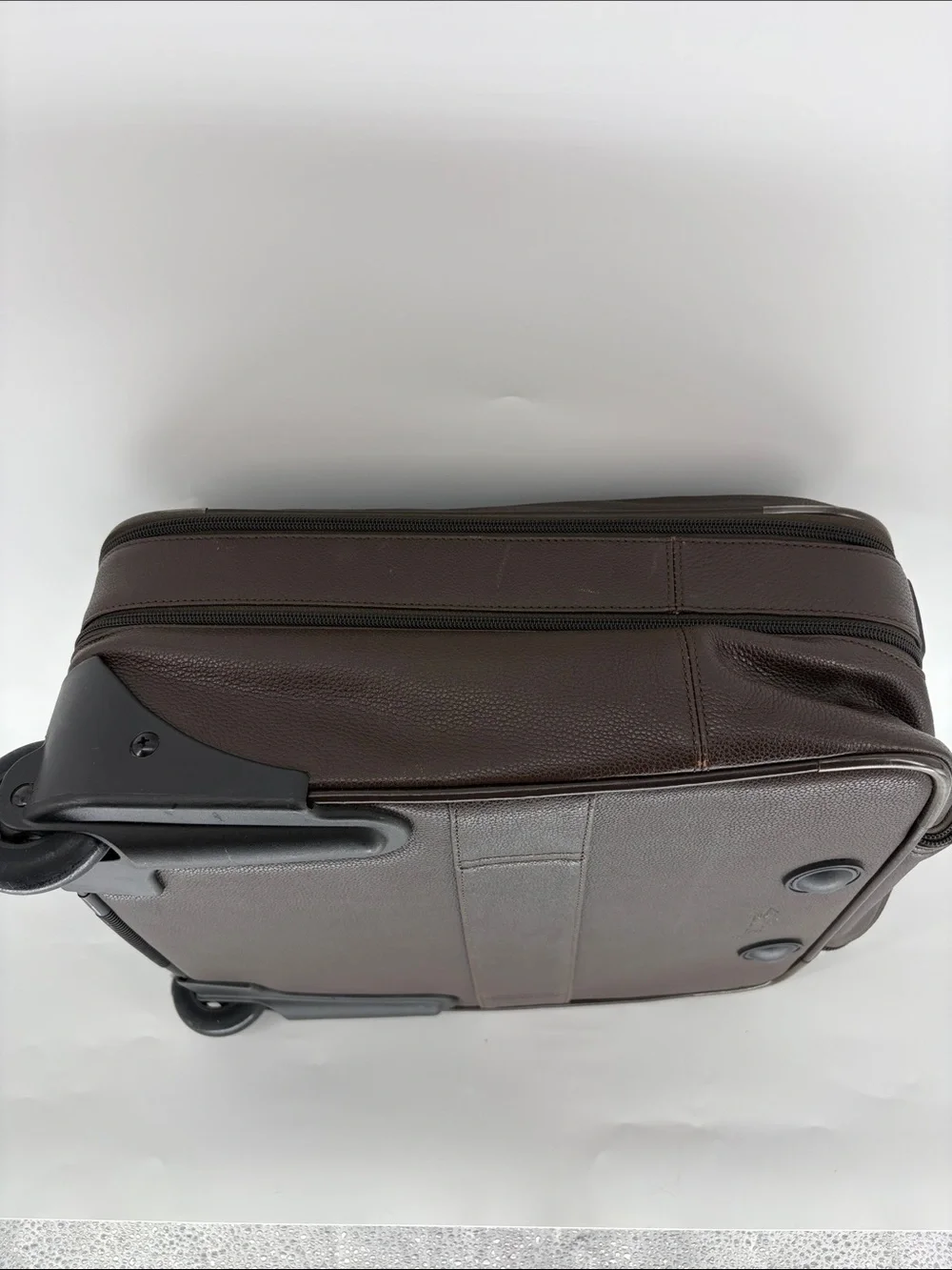 Longchamp Brown Leather Travel Carry-On Rolled Wheeled Bag with Expansion Option